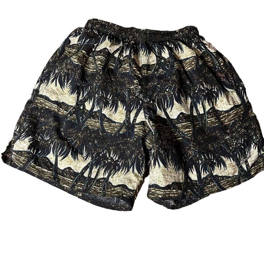 Vtg Speedo Green Palm Beach Retro Swim Shorts Trunks